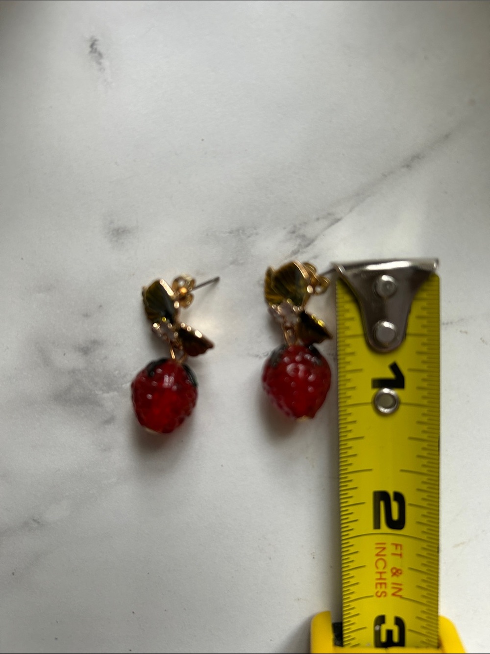 Cherry Drop Dangle Earrings - Red and Green AND strawberry Drop Earrings. - Picture 6 of 8